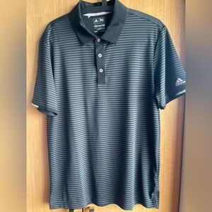 Adidas Men's Black Striped Polo Shirt